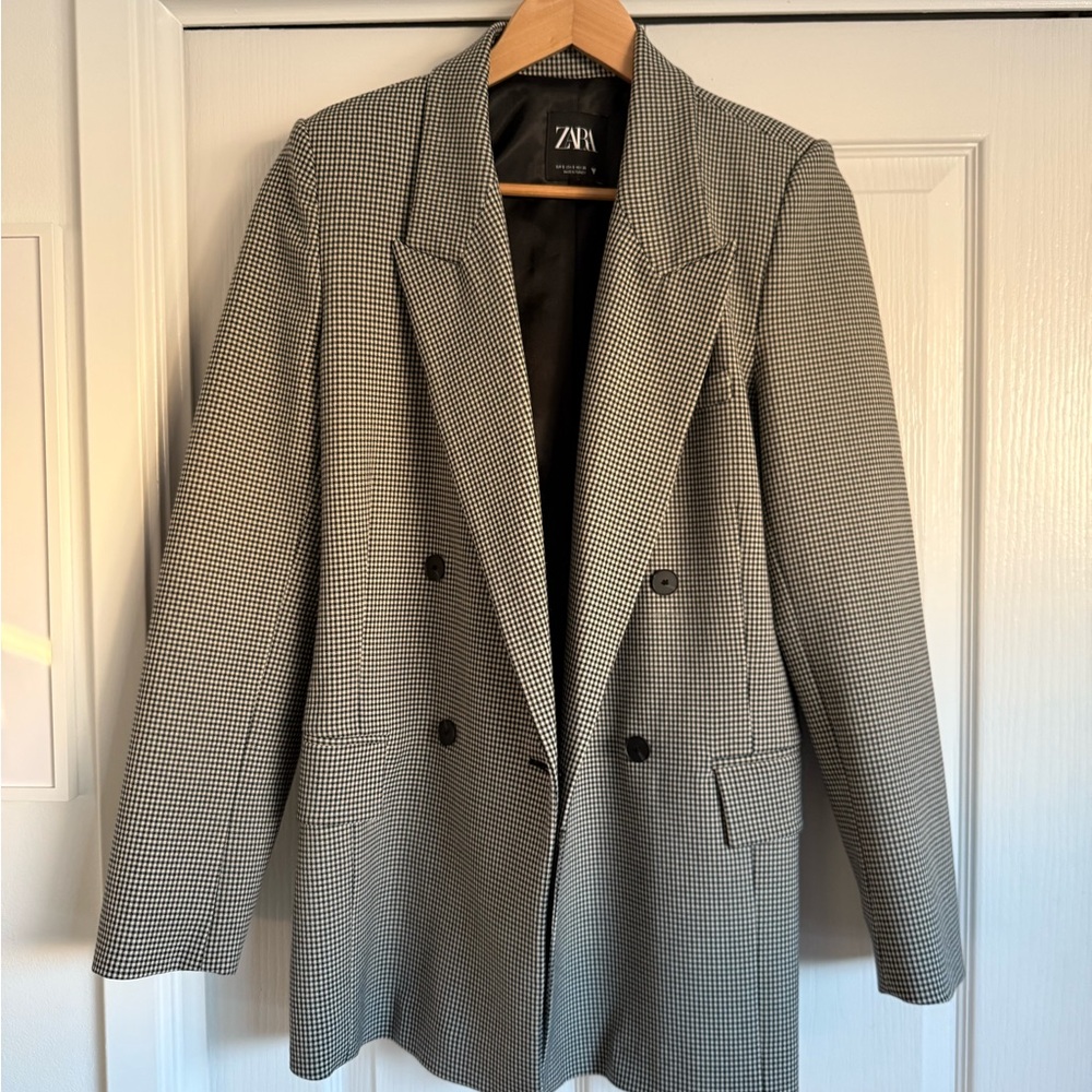 Zara Monochrome Houndstooth Blazer